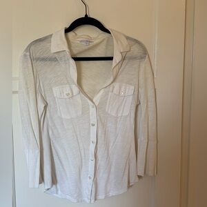 James Perse White Button-Up Shirt